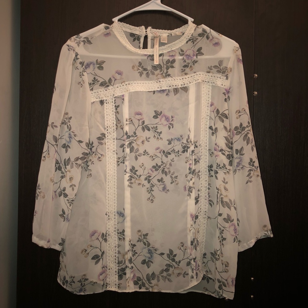 Lauren Conrad Sheer Floral Blouse